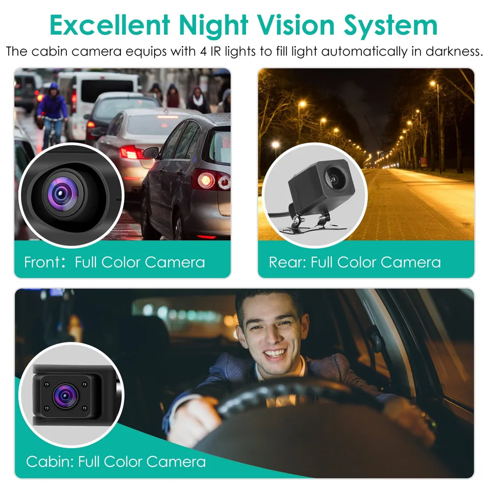 2K Car DVR 3 Channel Dash Cam Camcorder Camera Recorder With 140 Degree Angle GPS Wi Fi Night Vision G-sensor Loop Recording Parking Monitor view 4