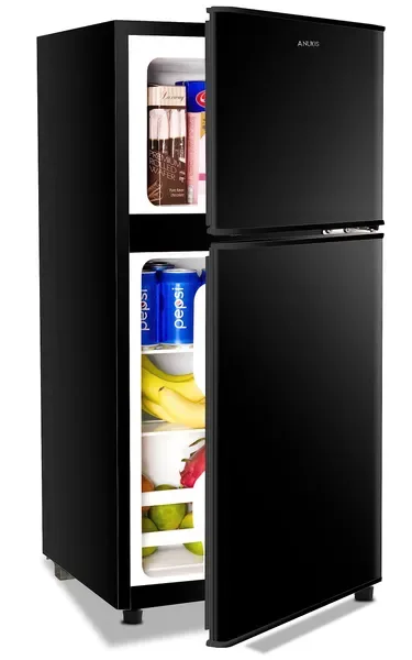 KRIB BLING 3.5 Cu.Ft Compact Refrigerator Mini Fridge With Freezer, Small Refrigerator With 2 Door, 7 Level Thermostat Removable Shelves For