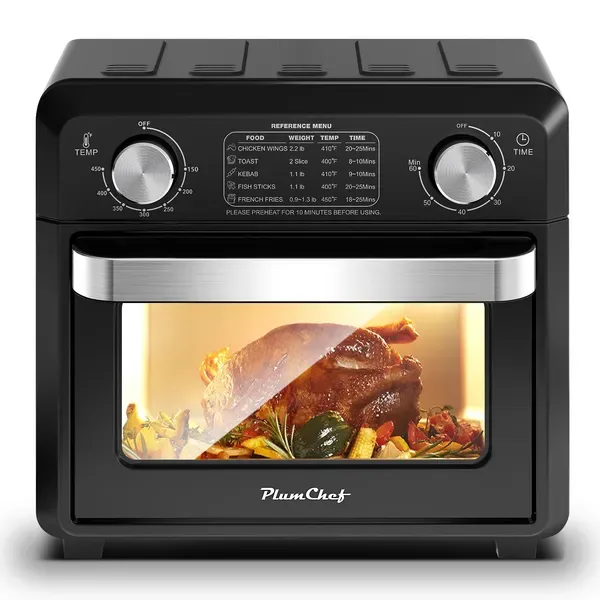 11QT Compact Air Fryer Toaster Oven, 1000W Convection Countertop Oven With Reference Menus, 2-Slice Toaster, Adjustable Time & Temperature