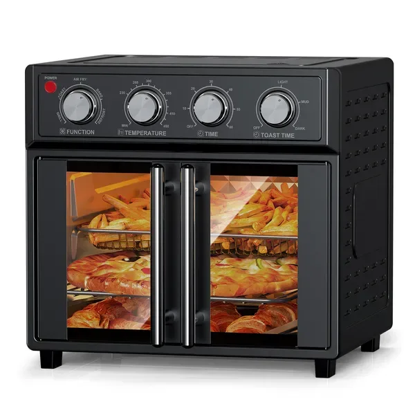 Plum Chef 29.5 Quart Extra Large 6 Slices Air Fryer Convection Toaster Oven, French Door, 1700W, Multifunction Oven For Air Fryer, Toast
