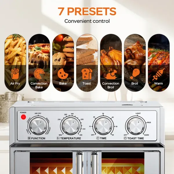 Plum Chef 29.5 QT French Door Air Fryer Convection Toaster Oven, Extra Large 6 Slices, 1700W, Multifunction Oven For Air Fryer, Toast view 2