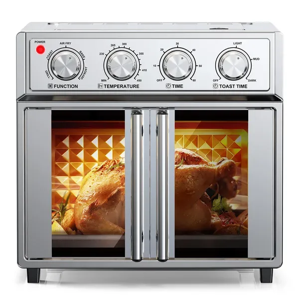 Plum Chef 29.5 QT French Door Air Fryer Convection Toaster Oven, Extra Large 6 Slices, 1700W, Multifunction Oven For Air Fryer, Toast