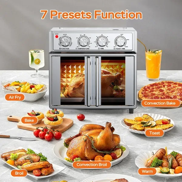 Plum Chef 29.5 QT French Door Air Fryer Convection Toaster Oven, Extra Large 6 Slices, 1700W, Multifunction Oven For Air Fryer, Toast view 3