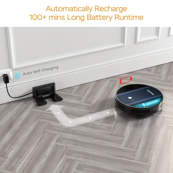 Geek Smart Robot Vacuum Cleaner G6;  Ultra-Thin;  1800Pa Strong Suction;  Automatic Self-Charging;  App Control;  Custom Cleaning;  Great For Hard Floors To Carpets(Banned From Selling On Amazon) view 3