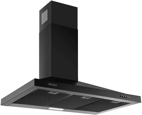 Range Hood 36 Inch Black Wall Mount Range Hood In Black Stainless Steel Kitchen Vent Hood view 3