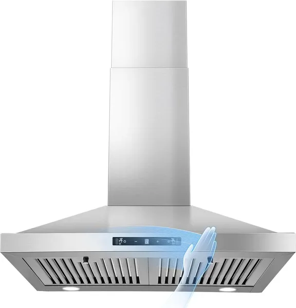 24 Inch Range Hood, Ducted/Ductless Range Hood 450CFM, Wall Mount Kitchen Hood In Stainless Steel, Gesture Sensing & Touch Control, 3 Speed view 4