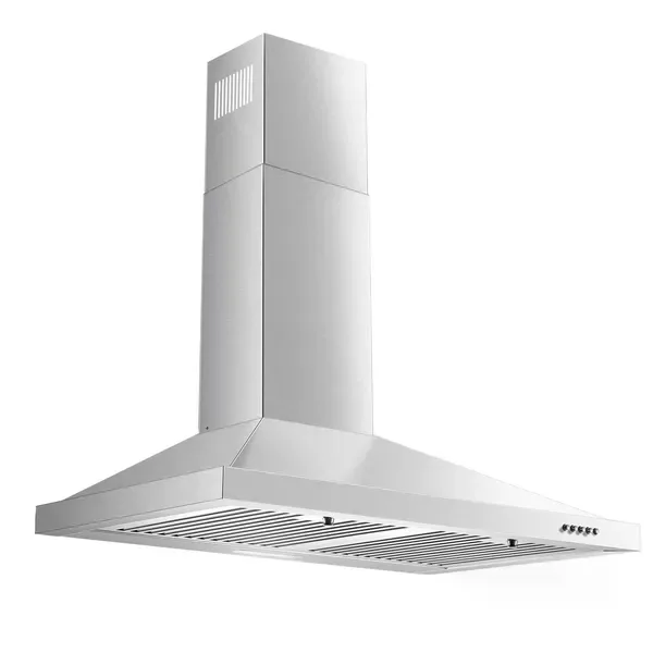 Range Hood 30 Inch, Wall Mount Range Hood Ducted/Ductless, Kitchen Hood In Stainless Steel, Vent Hood With Baffle Filters, 3 Speed Fan, Push view 4