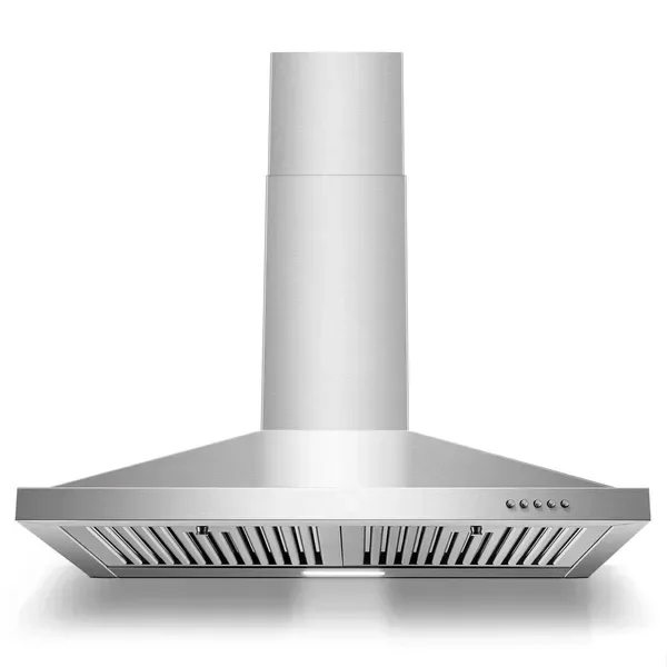 Range Hood 30 Inch, Wall Mount Range Hood Ducted/Ductless, Kitchen Hood In Stainless Steel, Vent Hood With Baffle Filters, 3 Speed Fan, Push