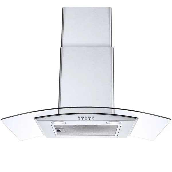 30" Wall Mount Range Hood 450CFM Tempered Glass Vented 3-Speed Fan W/LEDs view 4