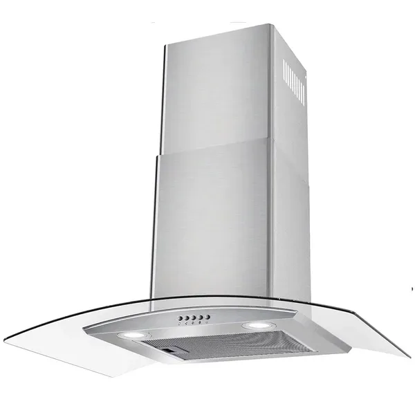 30" Wall Mount Range Hood 450CFM Tempered Glass Vented 3-Speed Fan W/LEDs