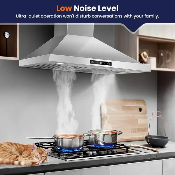 Wall Mount Range Hood 30 Inch, 700 CFM Kitchen Hood Stainless Steel Stove Vent Hood With Gesture Sensing & Touch Control, Ducted/Ductless view 2