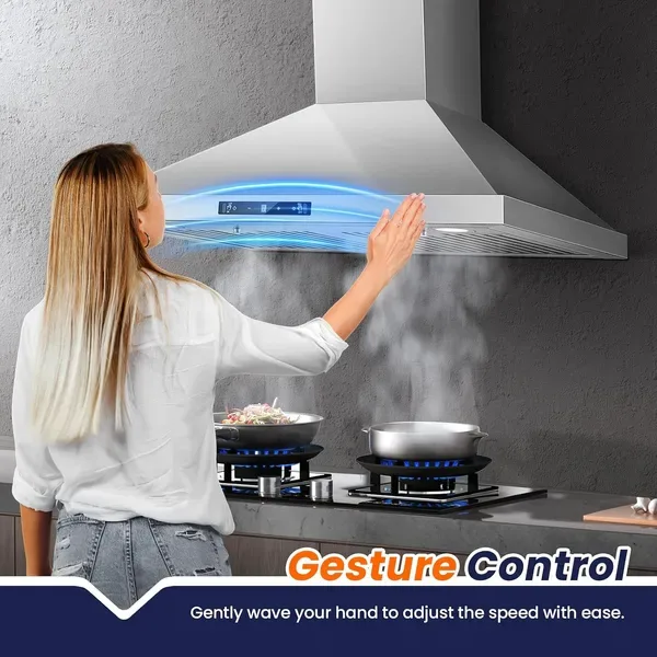 Wall Mount Range Hood 30 Inch, 700 CFM Kitchen Hood Stainless Steel Stove Vent Hood With Gesture Sensing & Touch Control, Ducted/Ductless view 4