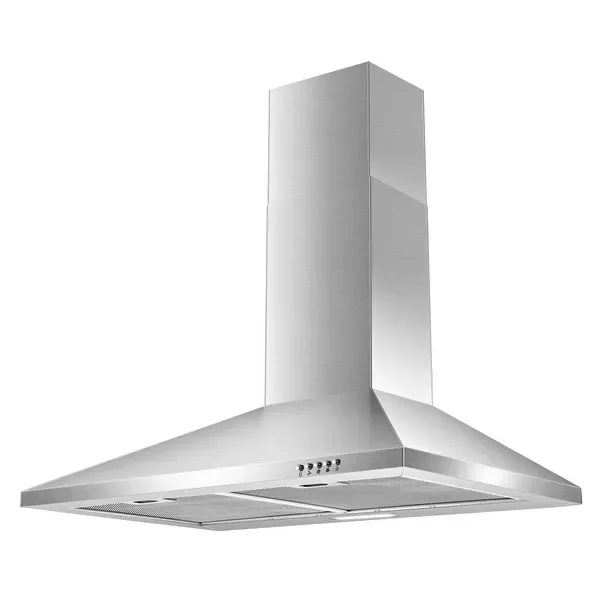Range Hood 30 Inch,Wall Mount Range Hood In Stainless Steel With Ducted/Ductless Convertible,Stove Vent Hood With Aluminum Filters,3 Speed Exhaust Fan,LED Light,Button Control