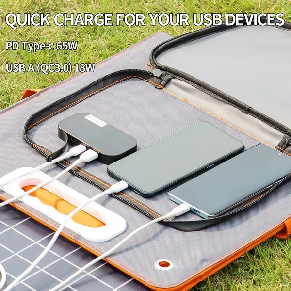 200W Peak Power Station, Flashfish CPAP Battery 166 Wh 45000m Ah Backup Power Pack With 60W 18V Portable Solar Panel, FLASHFISH Foldable view 2