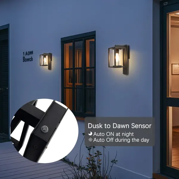 Outdoor Wall Light With Motion Sensor,Dusk To Dawn Pure Aluminum Wall Mount Lamp view 2