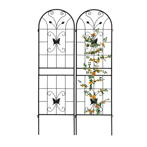 2 Pack Metal Garden Trellis 71" X 19.7" Rustproof Trellis For Climbing Plants Outdoor Flower Support Black view 4
