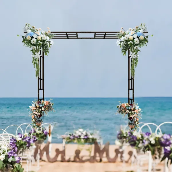 Metal Garden Arch With Adjustable Width W42.52''~W78.15''  Climbing Plants Support Rose Arch Outdoor Black view 2