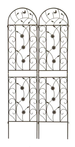 2 Pack Metal Garden Trellis 86.7" X 19.7" Rustproof Trellis For Climbing Plants Outdoor Flower Support Brown view 3