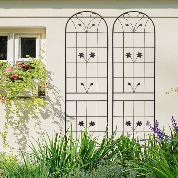 2 Pack Metal Garden Trellis 86.7" X 19.7" Rustproof Trellis For Climbing Plants Outdoor Flower Support Black view 4