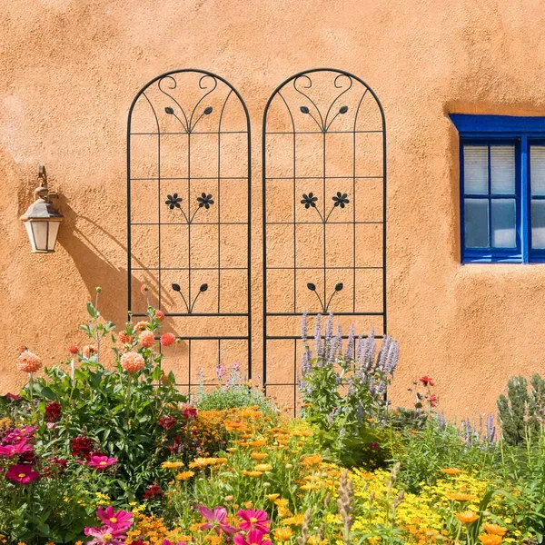 2 Pack Metal Garden Trellis 86.7" X 19.7" Rustproof Trellis For Climbing Plants Outdoor Flower Support Black view 2