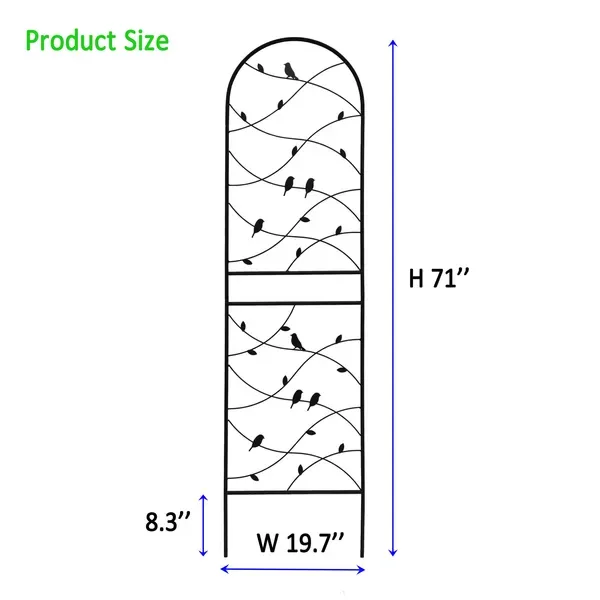 2 Pack Metal Garden Trellis 71" X 19.7" Rustproof Trellis For Climbing Plants Outdoor Flower Support Bird Deco Black view 3
