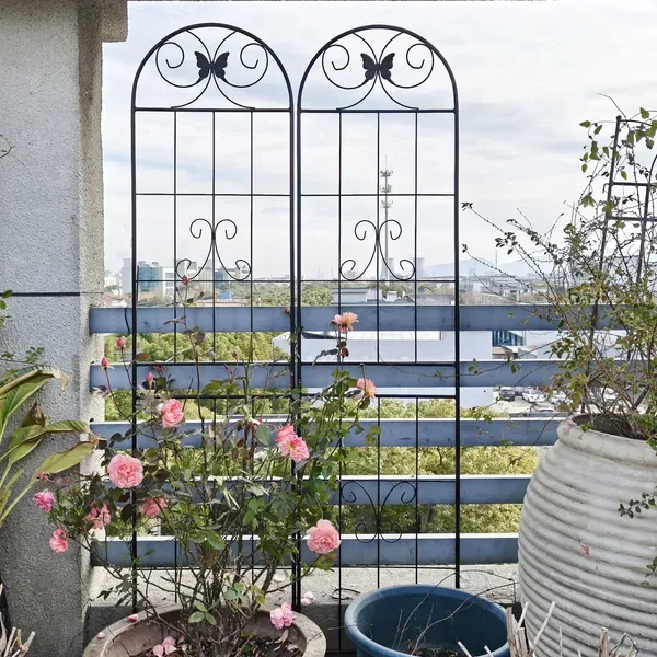 2 Pack Metal Garden Trellis 86.7" X 19.7" Rustproof Trellis For Climbing Plants Outdoor Flower Support Black view 5