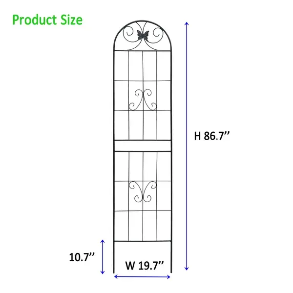 2 Pack Metal Garden Trellis 86.7" X 19.7" Rustproof Trellis For Climbing Plants Outdoor Flower Support Black view 4