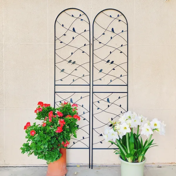 4 Pack Metal Garden Trellis 86.7" X 19.7" Rustproof Trellis For Climbing Plants Outdoor Flower Support Bird Deco Black view 4