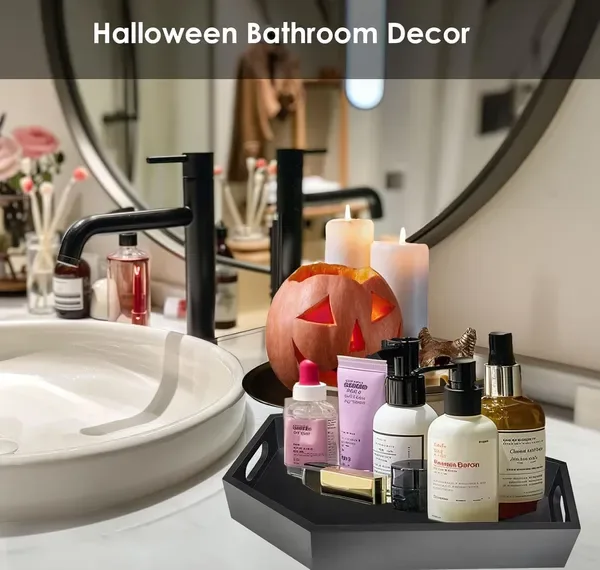 14.2'' Tall Halloween Coffin Charcuterie Boards - Sturdy Wooden Gothic Bathroom Tray Decor - Goth Container For Kitchen Food, Vanity Makeup, Perfume, Jewelry Storage view 4