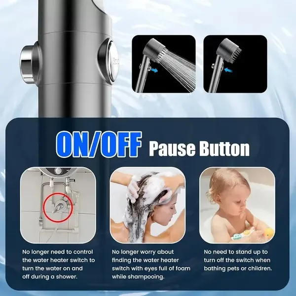 On Shower Drops Head Filtered Showerhead, Turbo Showerhead, Shower Head With Filter, Filtered Shower Head With Handheld, Turbo Showerhead view 3