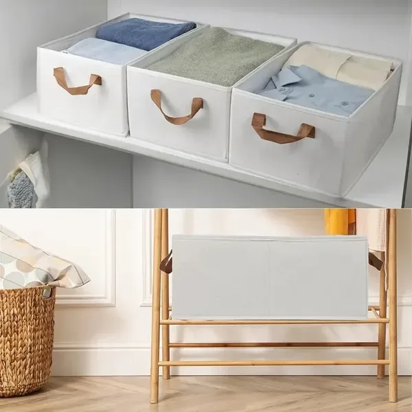 Portable Clothes Storage Box Foldable Thick Cloth Storage And Storage Bag For Organizing Bedroom Wardrobe Clothes With Window Storage Nano view 4