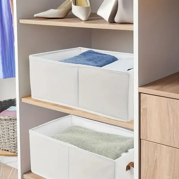 Portable Clothes Storage Box Foldable Thick Cloth Storage And Storage Bag For Organizing Bedroom Wardrobe Clothes With Window Storage Nano view 2