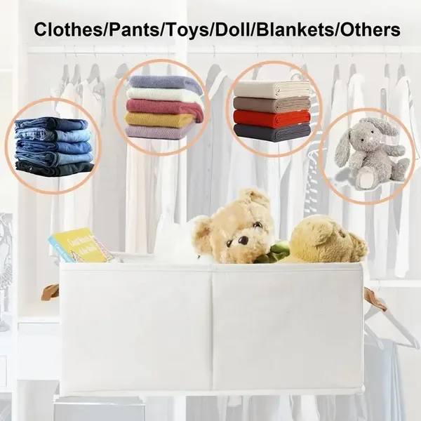 Portable Clothes Storage Box Foldable Thick Cloth Storage And Storage Bag For Organizing Bedroom Wardrobe Clothes With Window Storage Nano view 3