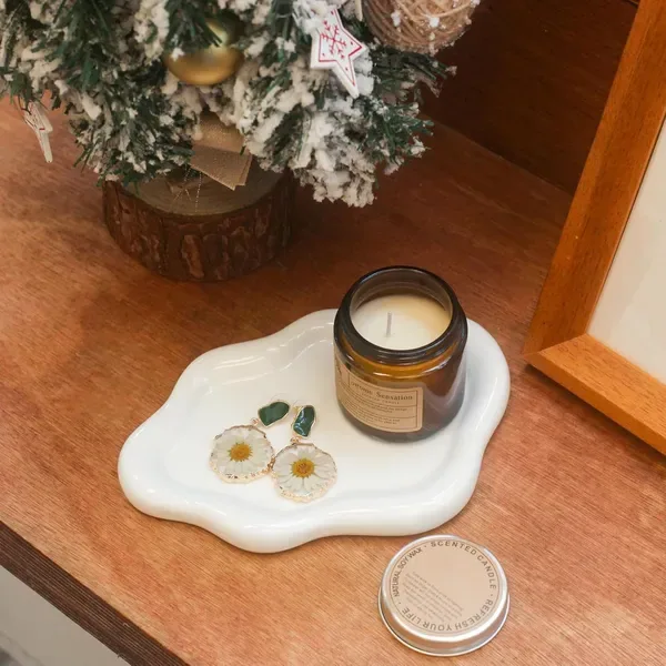 Ceramic Jewelry Tray Trinket Dish, Decorative Cloud Vanity Key Tray For Women, Ring Holder Dish, Cute Jewelry Plate Bowl Room Decor view 2