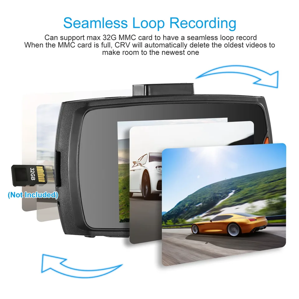 1080P Car DVR Camera Dash Cam Camcorder 90 Degree Angle Loop Recording Night Vison view 2