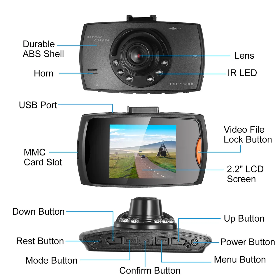 1080P Car DVR Camera Dash Cam Camcorder 90 Degree Angle Loop Recording Night Vison view 7