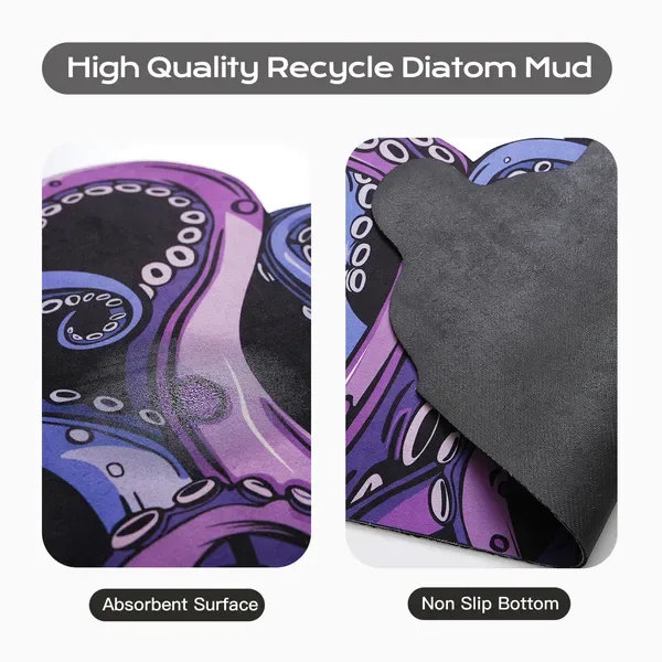 Octopus Bathroom Rug Non-Slip Mat -, Microfiber Absorbent Octopus Rug Non-Slip Backing, Unique Gift And Holiday Decor Rug For Tabletop Role view 3