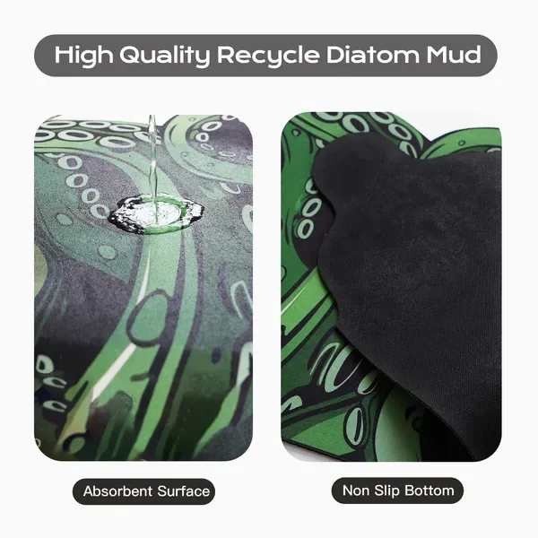 Green And Purple Cthulhu Rugs Water Absorbent Bath Mat Octopus Anime Rug Graphic Gothic Bathroom Rugs Fantasy Decorate, Non Slip Backing view 2