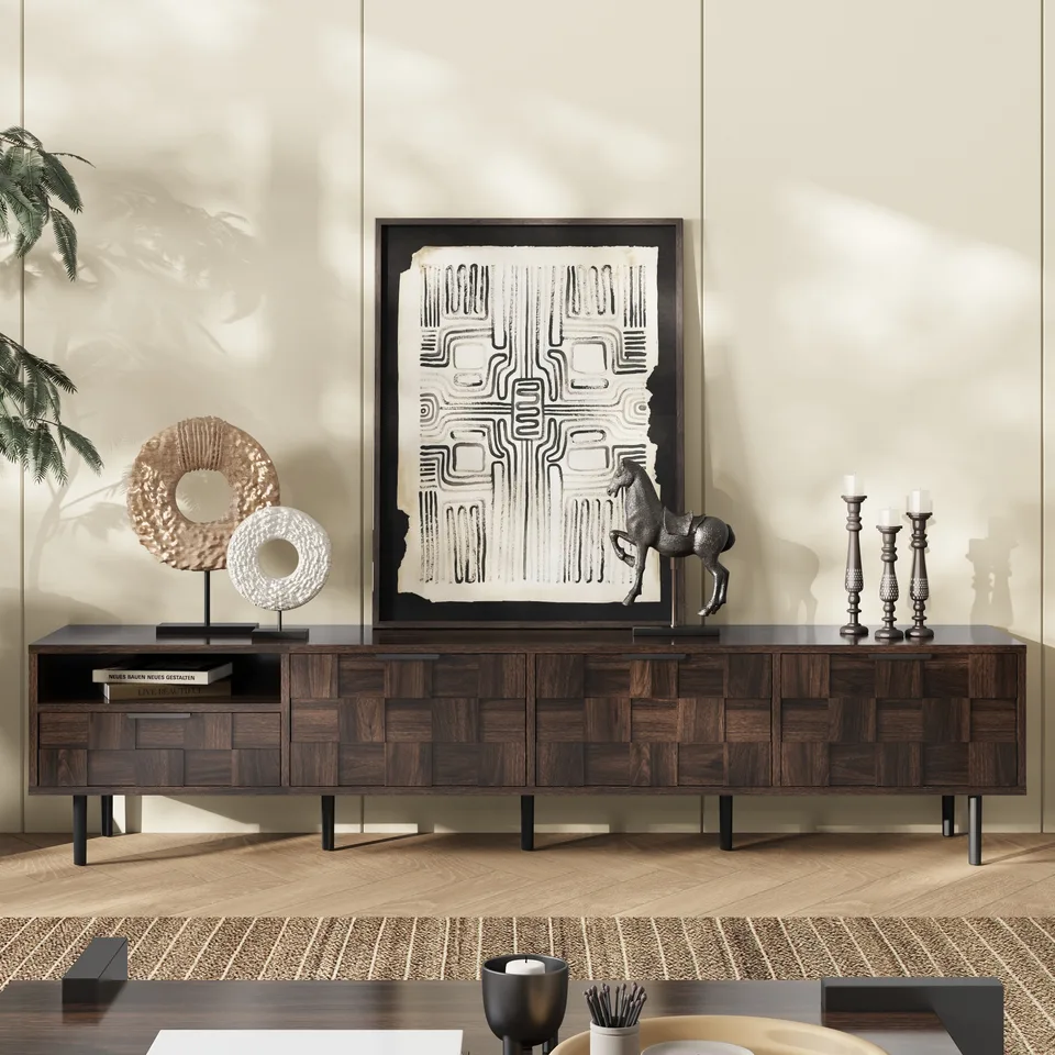 78 Mid Century Modern TV Stand For 65 Inch TVs, TV Console With Storage Cabinets For Living Room, Entertainment Center Storage view 3