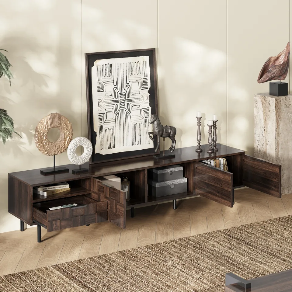 78 Mid Century Modern TV Stand For 65 Inch TVs, TV Console With Storage Cabinets For Living Room, Entertainment Center Storage view 4