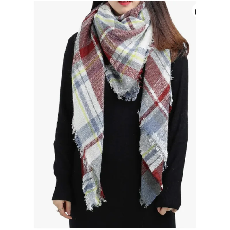 59 X 59in Women Scarf Plaid Tassel Soft Warm Blanket Scarves Womens Shawl Wraps view 4