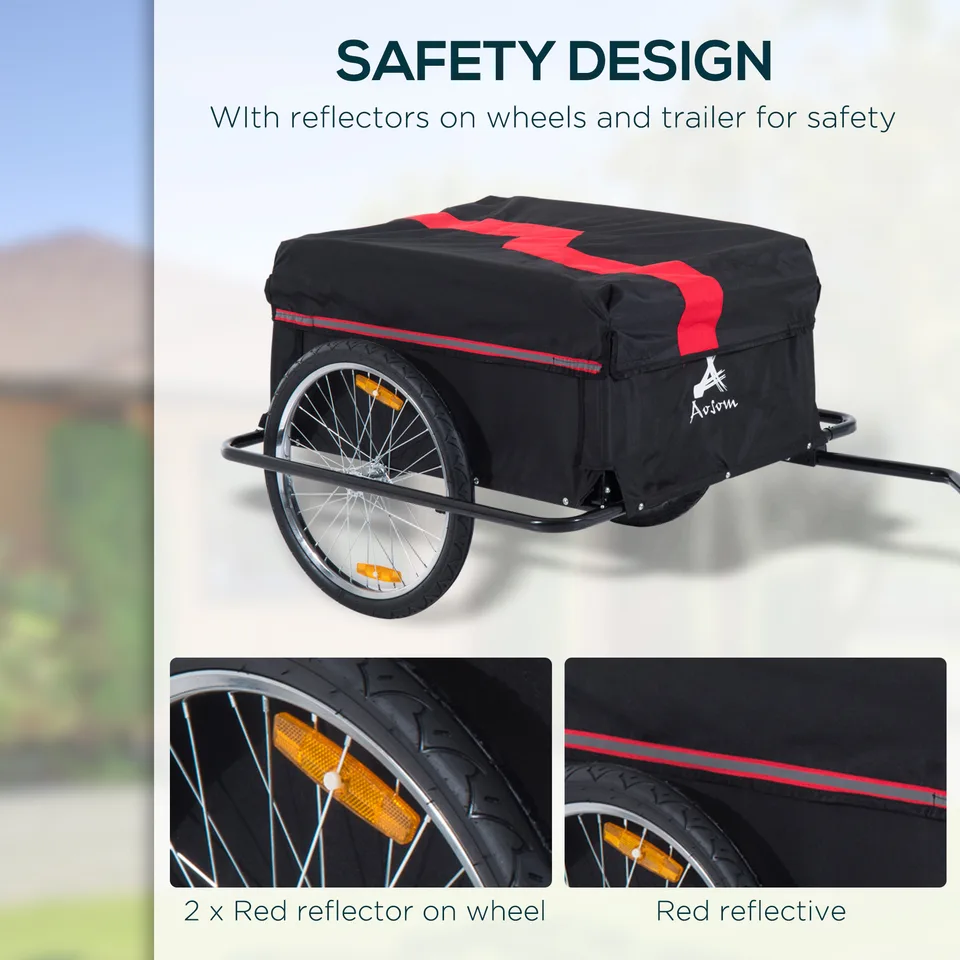 Bicycle Cargo Trailer, Two-Wheel Bike Luggage Wagon Trailer with Removable Cover, Wheel 20", Red view 2
