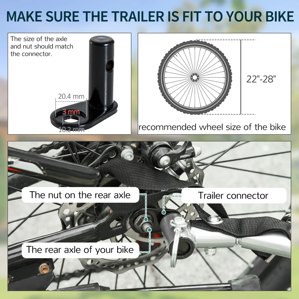 Bicycle Cargo Trailer, Two-Wheel Bike Luggage Wagon Trailer with Removable Cover, Wheel 20", Red view 4