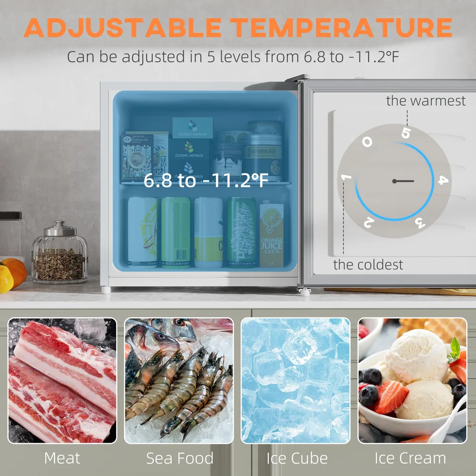 1.1 Cu.Ft Countertop Mini Freezer, Compact Upright Freezer with Removable Shelves, Gray view 2