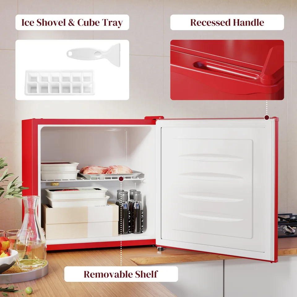 1.1 Cu.Ft Countertop Mini Freezer, Compact Upright Freezer with Removable Shelves, Red view 4