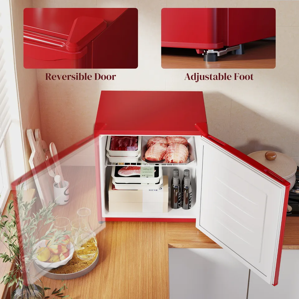 1.1 Cu.Ft Countertop Mini Freezer, Compact Upright Freezer with Removable Shelves, Red view 2