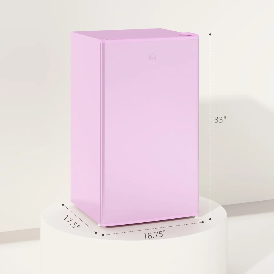 3.2 Cu.Ft Mini Fridge with Freezer, Single Door Compact Refrigerator with Adjustable Thermostat, Reversible Door, Pink view 4