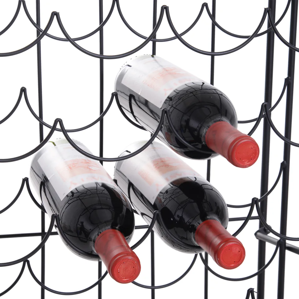 35 Bottle Wrought Iron Wine Rack Cabinet with Lock, Black view 4