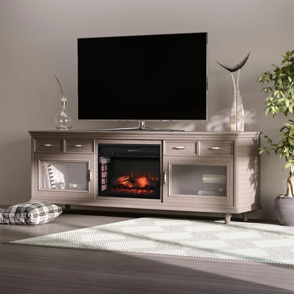27" Electric Fireplace Insert, Retro Recessed Fireplace Heater with Realistic Log Flame, Remote Control, and Adjustable Brightness, 1400W, Black