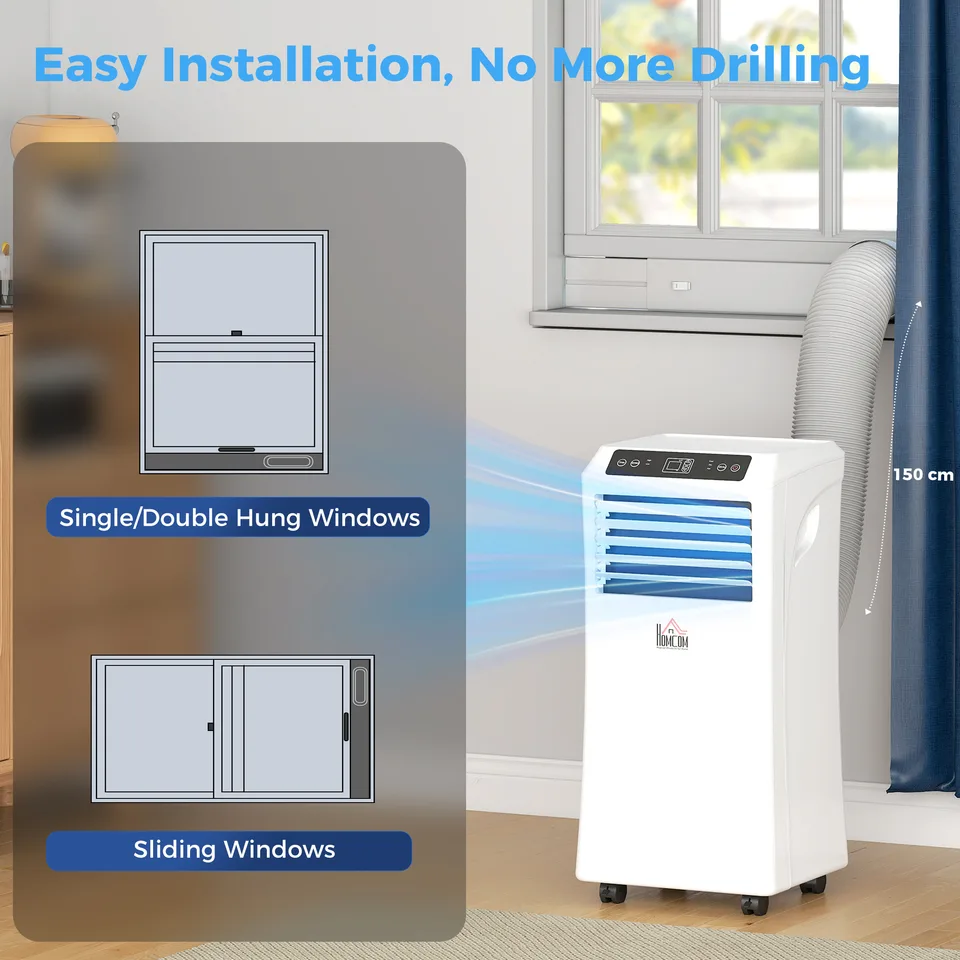 10000 BTU Mobile Portable Air Conditioner with Cooling, Dehumidifier and Ventilating, 2 Speed Fans, 24-Hour Timer, White view 3